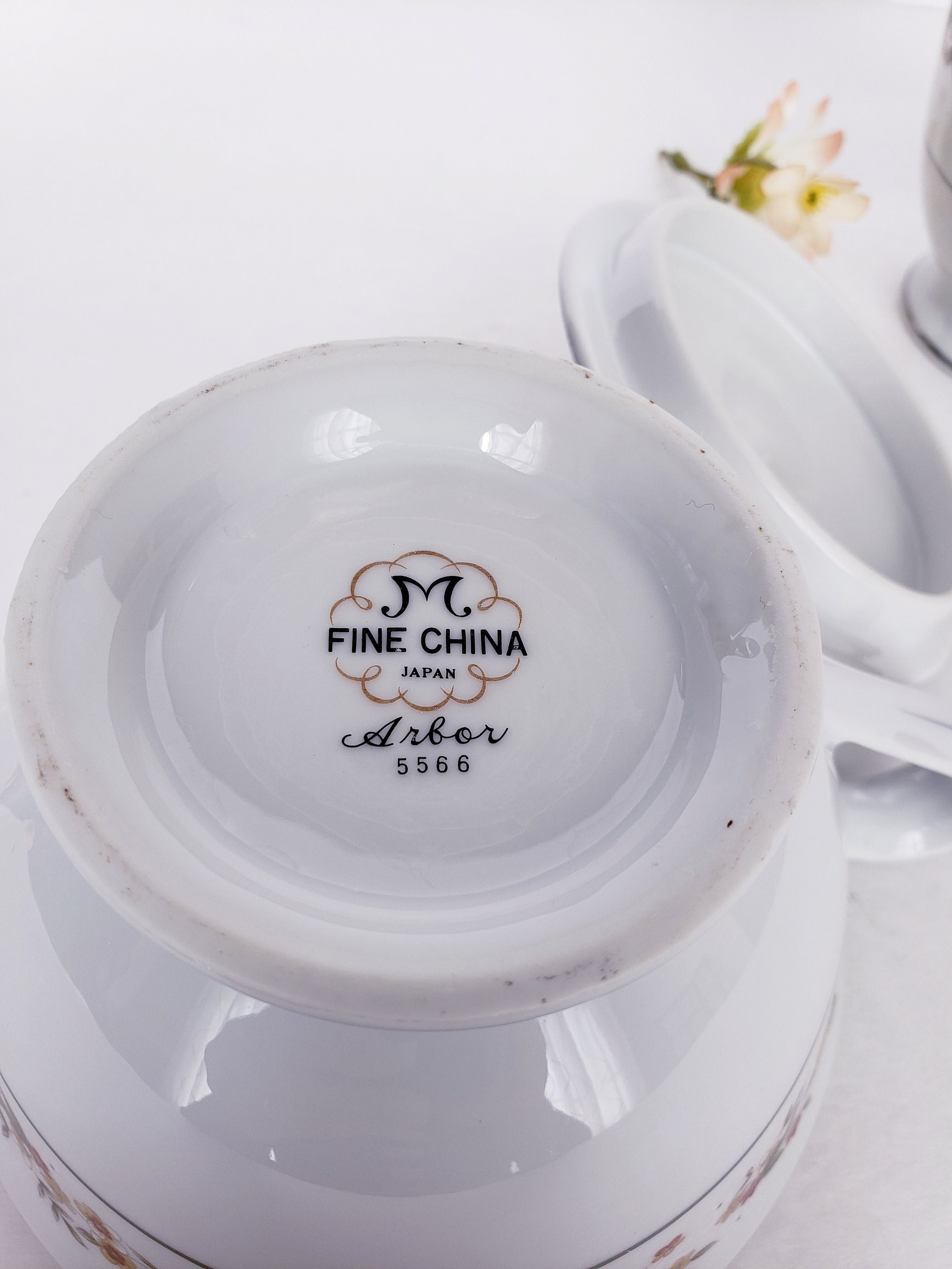 Vintage M Fine China of Japan Arbor Creamer and Sugar Bowl Etsy India