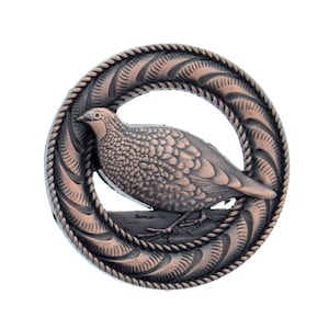 Copper Bobwhite Quail Wood Badge Critter Concho