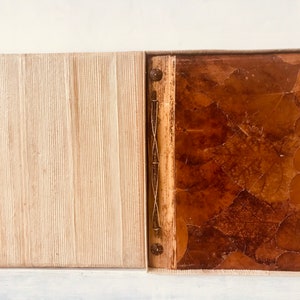 Natural Leaf Album Idée de livre d’or de mariage Handmade Autumn Forest Sketchbook, A3 Organic 100% Vegan Leather journal Eco Large Brown Notebook