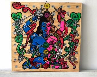 Adult board game with Buddha painting Leela game of psychic reading/spiritual growth/mindfulness Custom original spiritual art Yoga wall art