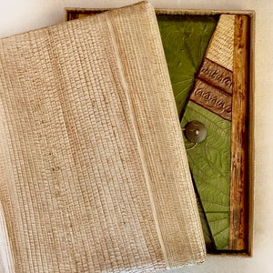 Carnet naturel en cuir végétalien coffret cadeau 100% végétalien, Carnet en feuilles, Journal écologique fait à la main, Papier recyclé