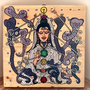 Custom Leela game hand painted on wooden box, Personalized original artwork game of Leela, Unique yoga gift, Mindfulness Gift for him