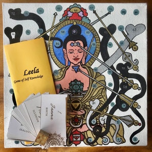 Leela game Yoga gift, Masterpiece board game Chakra wall art hand painting, Old Indian Spiritual board game, Personalized yoga artwork