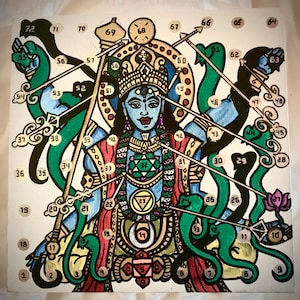 Leela The Game of Self-Knowledge, Personalized yoga gift painted by hand Masterpiece, Leela board game Vishnu Hindu Painting, Chakra board