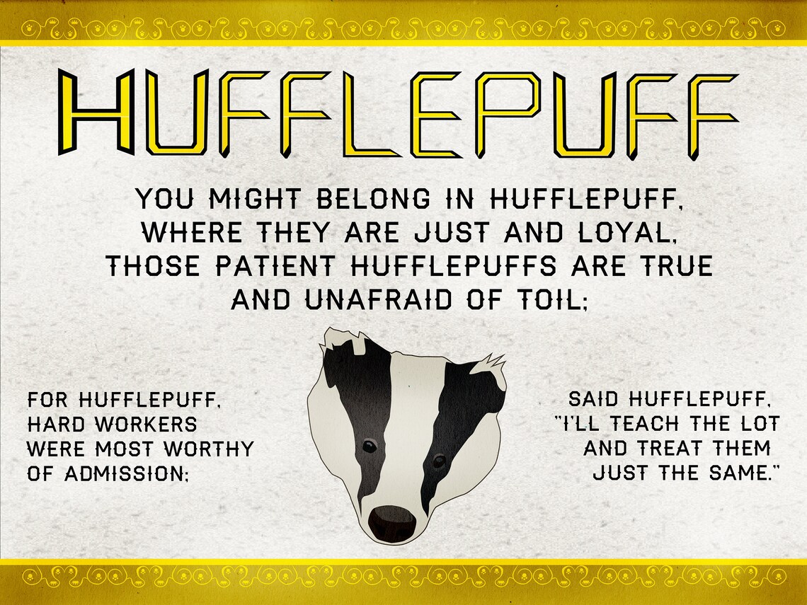 Hufflepuff House Motto Poster Etsy