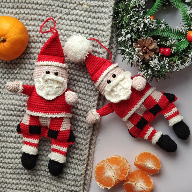 Santa crochet pattern, mosaic crochet pattern, holiday decor, christmas ornaments, christmas decor image 1