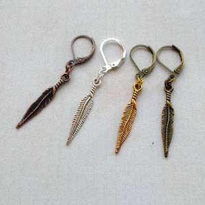 Men&#39;s earrings Feather, unisex earrings