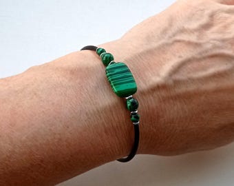 MALACHITE, bracelet cuff style with memory, gift for her gift for mom