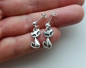 cute cats, stud dangle earrings small cats