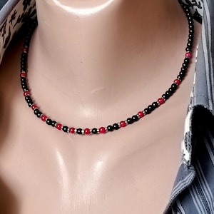 black and red thin choker, unisex jewelry, necklace men style