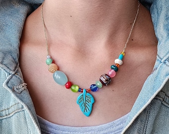 Joli Collier Vintage Perles De Verre – Style Murano, Occasion