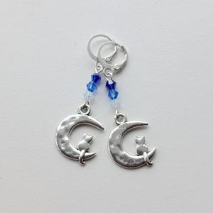 moon cat - earrings with crystal