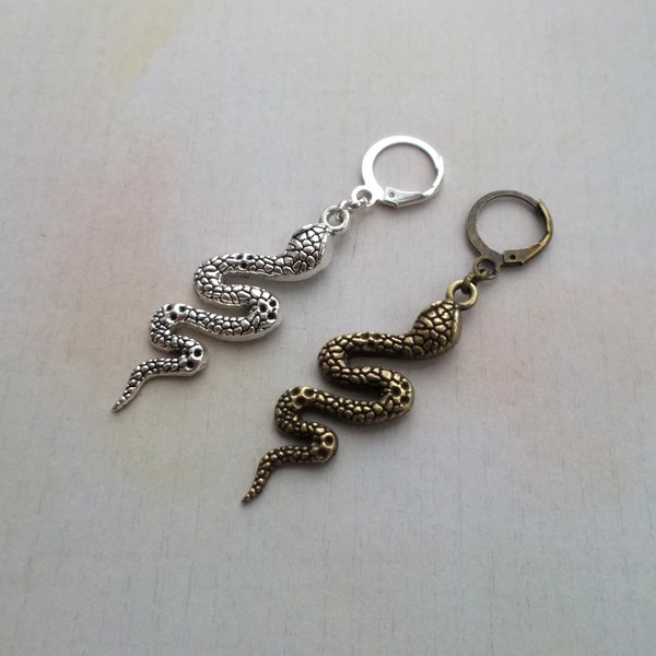 Silver snake or bronze snake earring