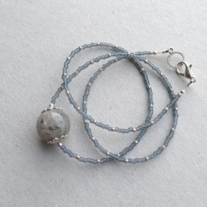 gray quartz, ball-sphere, necklace beaded, perfect for gift, gift for her
