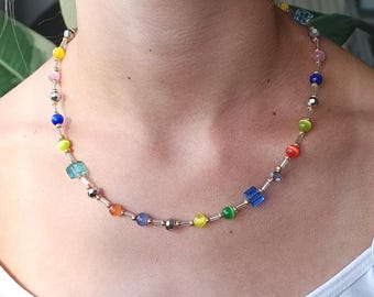 Mix and match Colorful necklace, statement necklace different beads