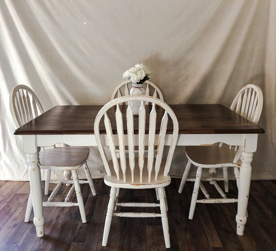 SOLD Farmhouse Table Set Farmhouse Table & Four Chairs Etsy