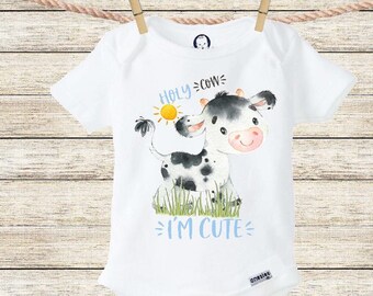 Udder-ly Adorable Cow Onesie/® Boho Baby Onesie Funny Onesie Woodland Animal Onesie Cute Cow Cute Baby Bodysuit Cute Onesie