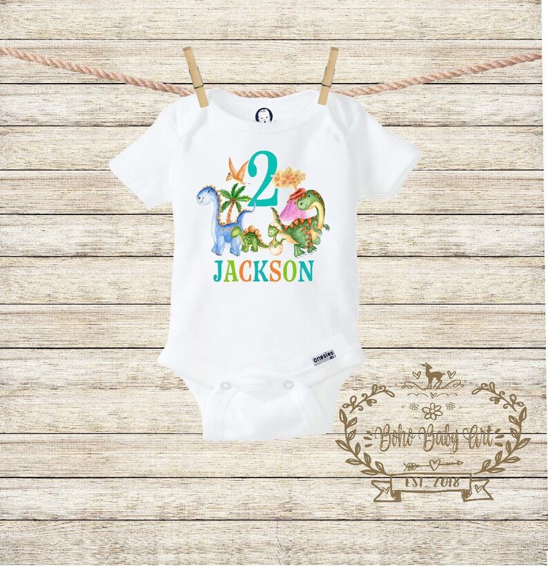 Dinosaur Birthday Shirt Dinosaur 2nd Birthday Shirt Boy 2nd Birthday Dinosaur Outfit Personalized Birthday Shirt Boy Second Birthday Outfit
