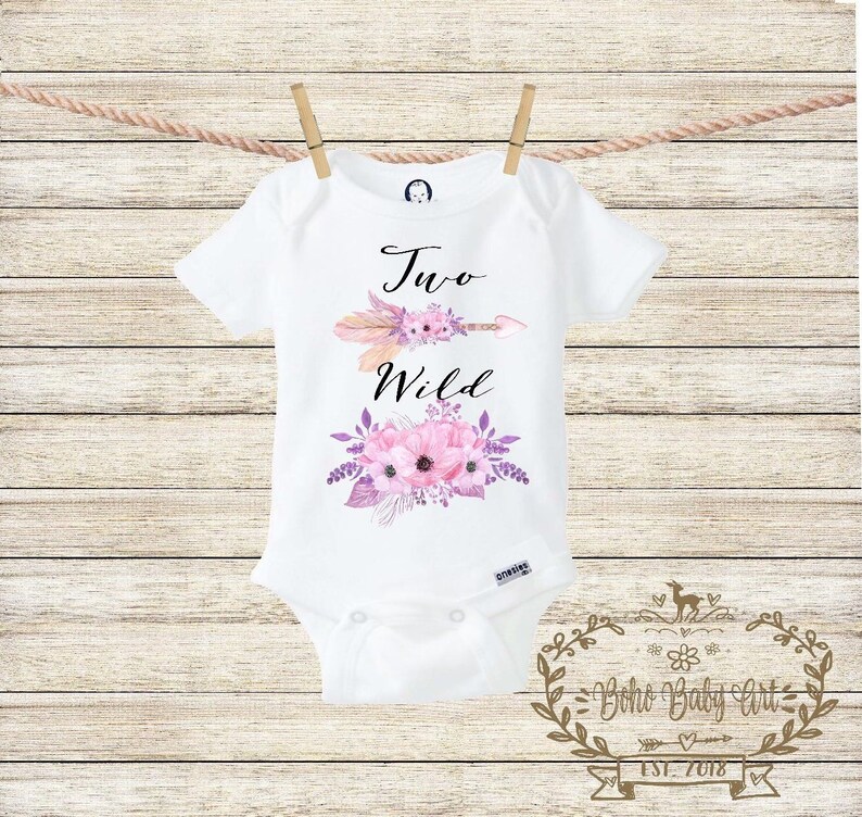 Two Wild Boho Shirt Second Birthday Girl Outfit 2nd Birthday Outfit Boho Baby Clothes Second Birthday Bodysuit Boho Flowers Birthday Party