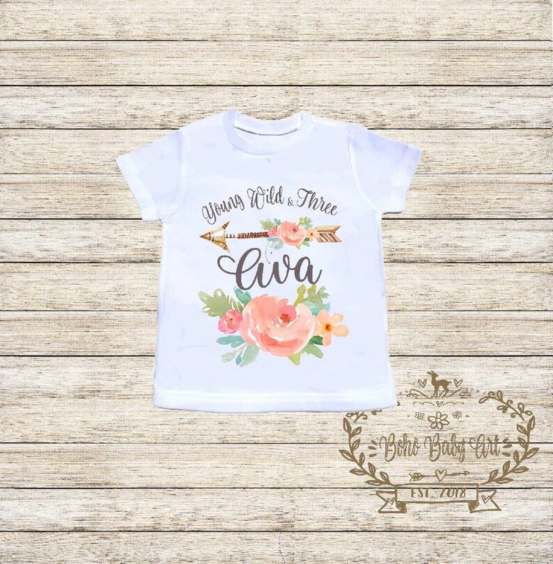 Wild and Three Shirt Third Birthday Girl Outfit Birthday Hoodie Boho Girl Clothes Boho Baby Clothes Custom Third Birthday Girl Shirt