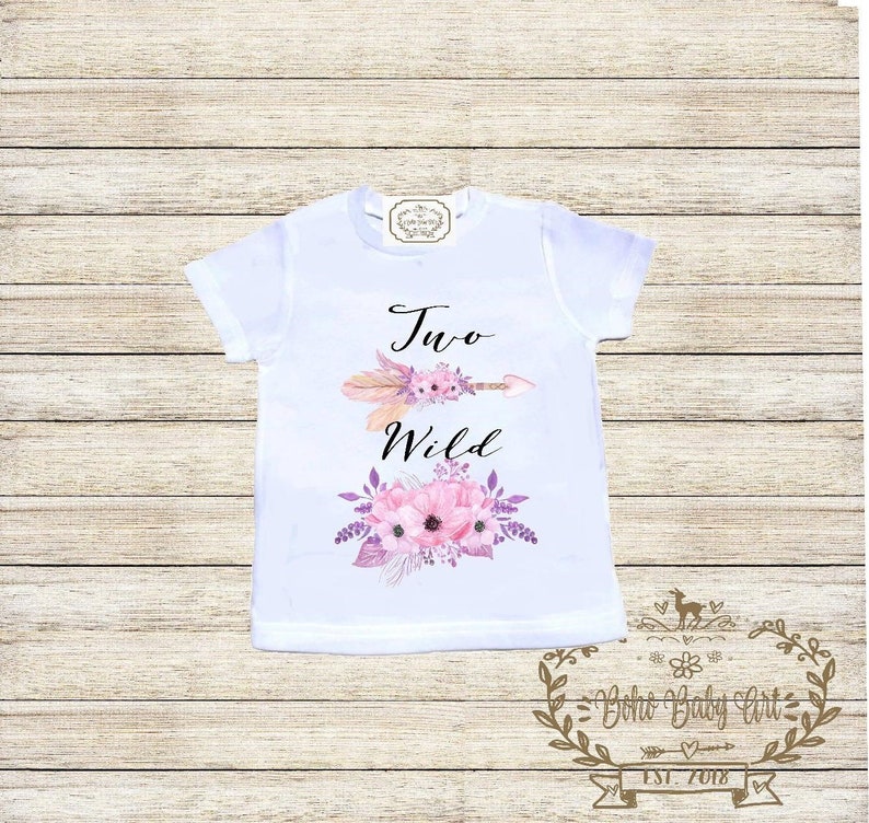 Two Wild Boho Shirt Second Birthday Girl Outfit 2nd Birthday Outfit Boho Baby Clothes Second Birthday Bodysuit Boho Flowers Birthday Party