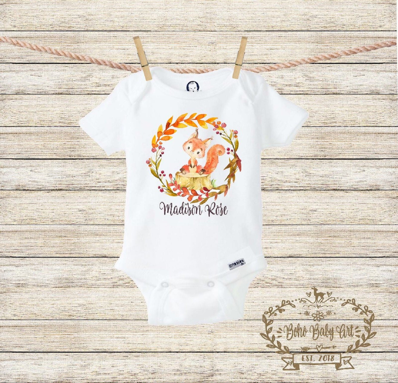 Personalized Onesie® Baby Girl Gift Squirrel Shirt Boho Baby | Etsy