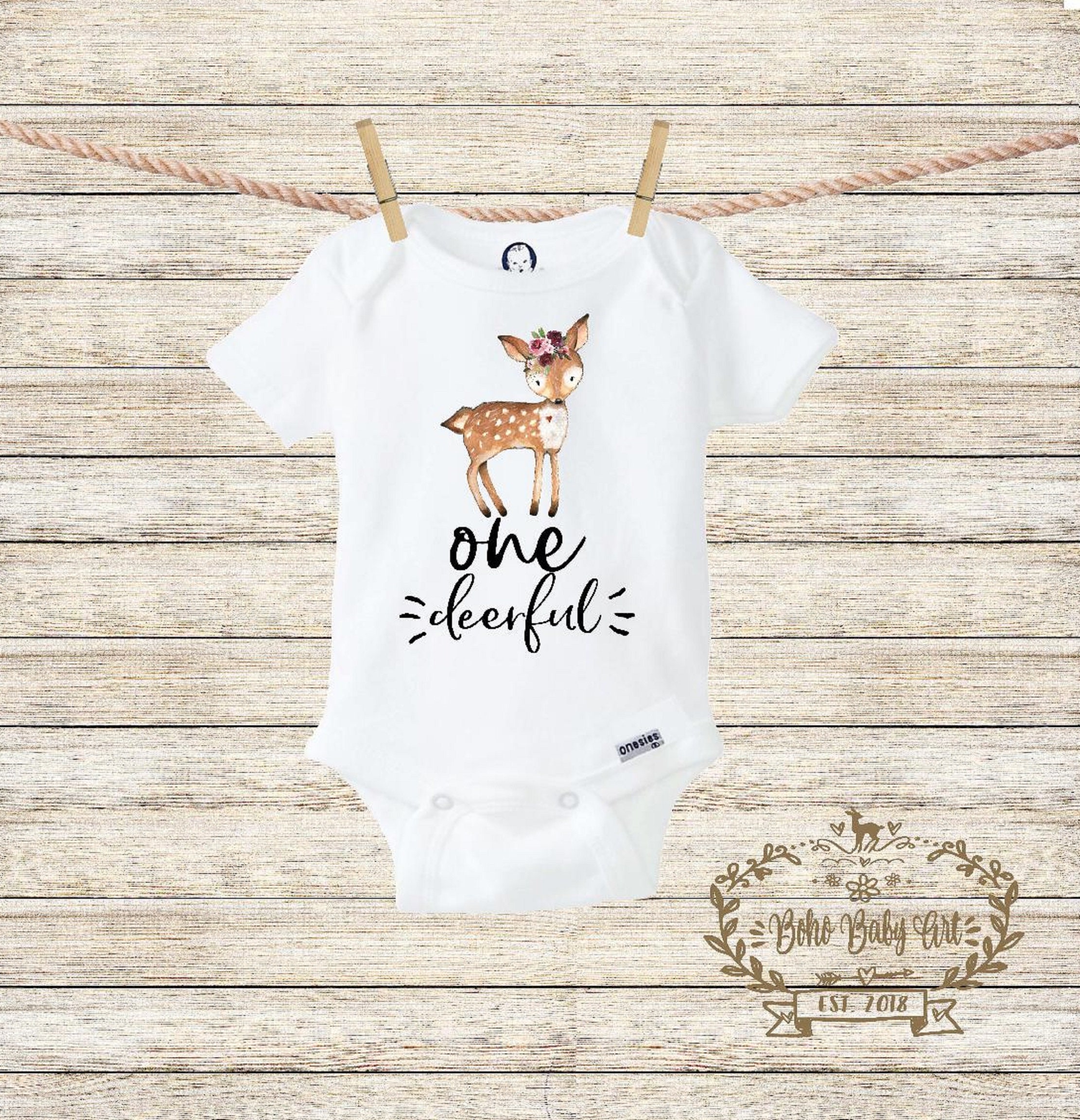 Girl Personalized ONE Winter Deer with Bow 1st Birthday Shirt Baby First Birthday 1st Birthday Deer Woodland Winter Child