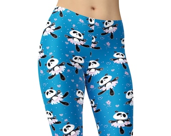 Cute Panda Dance Leggings, Printed Leggings, Leggings for Women, Workout Leggings, High Waist Leggings, Yoga Pants, Yoga Capris, Yoga Tights