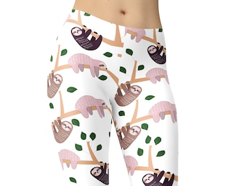 Sloth Leggings, Yoga Pants, Unique Leggings, Sloth Pants, Printed Leggings, Sloth Tights, Capris, Sloth Yoga Tights, Yoga Leggings