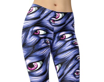 Halloween Leggings, Printed Leggings, Workout Leggings, Scary Eyes Leggings, Women Leggings, Yoga Pants, Capri Leggings, Plus Size Leggings