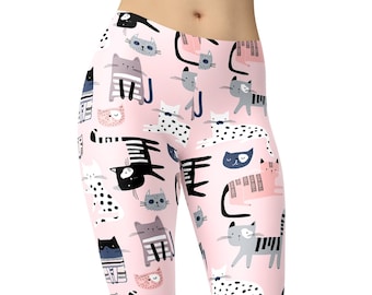 Cats Leggings, Printed Leggings, Workout Leggings, Leggings for Women, Yoga Pants, Capris, Plus Size Leggings, Gym Leggings, Kitten Leggings