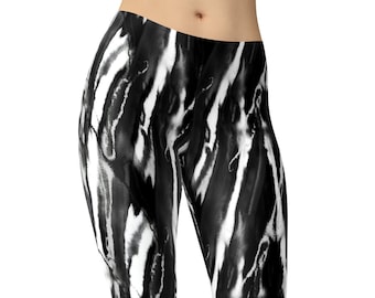 Black Tie Dye Leggings, Printed Leggings, Black And White Leggings, Funky Leggings, Gym Leggings, Long Fit Leggings, Workout Leggings