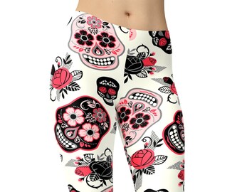 Sugar Skull Leggings, Printed Leggings, Workout Leggings, Yoga Pants, Leggings For Women, High Waist Leggings, Capris, Plus Size Leggings