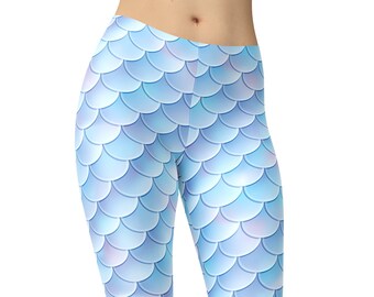 Mermaid Scales Leggings, Yoga Pants, Capris, Fish Scale Leggings, Workout Leggings, Printed Leggings, Leggings for Women, Plus Size Leggings