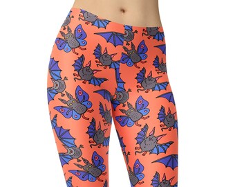 Halloween Bats Leggings, Printed Leggings, Women Leggings, High Waist Leggings, Yoga Pants, Plus Size Leggings, Workout Leggings, Yoga Capri