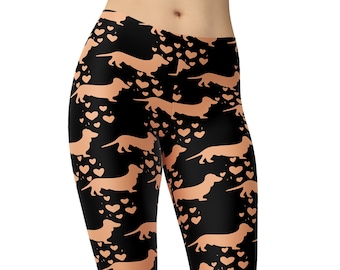 Dachshund Dog Leggings, Wiener Dog Leggings, Printed Leggings, Yoga Pants, Leggings For Women, Workout Leggings, Plus Size Leggings, Capris