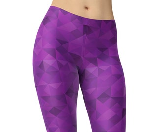 Purple Mosaic Leggings, Printed Leggings, Geometric Gym Leggings, Leggings for Women, High Waist Leggings, Plus Size Leggings, Yoga Pants