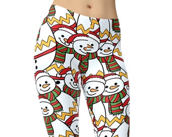 Christmas Snowman Leggings, Printed Leggings, Leggings for Women, Workout Leggings, Plus Size Leggings, Yoga Pants, Capris, Yoga Tights