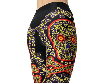 Sugar Skull Leggings, Printed Leggings, Workout Leggings, Leggings for Women, Yoga Pants, Capris, Plus Size Leggings, High Waist Leggings