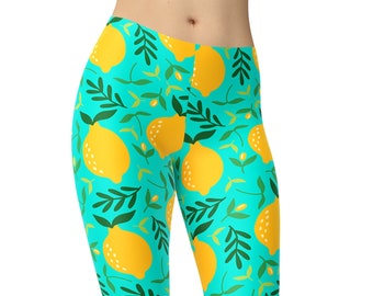 Leggings Lemons Fruit, Leggings stampati, Leggings da donna, Leggings da allenamento, Leggings Plus Size, Pantaloni Yoga, Yoga Capris, Collant Yoga