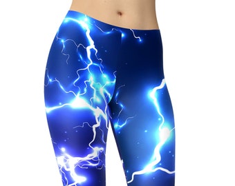 Electric Lightning Leggings, Yoga Pants, Printed Leggings, Gym Leggings, Workout Leggings, Plus Size Leggings, Capris, Running Pants, Tights