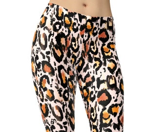 Abstract Leopard Leggings, Printed Leggings, Leggings for Women, Workout Leggings, High Waisted Leggings, Yoga Pants, Plus Size Leggings