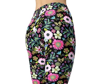 Florale Leggings, Bedruckte Leggings, Leggings für Frauen, Yoga Hosen, Workout Leggings, High Waist Leggings, Plus Size Leggings, Capri Leggings