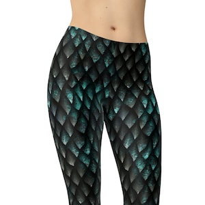Dragon Leggings, Mermaid Leggings, Yoga Leggings, Fish Scales Printed Leggings, Workout Leggings For Women, High Waisted, Festival Clothing