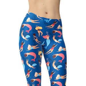 Mermaid Pattern Leggings, Yoga Pants, Workout Leggings, Plus Size Leggings, Exercise Leggings, Leggings For Women, Capris, Unique Leggings