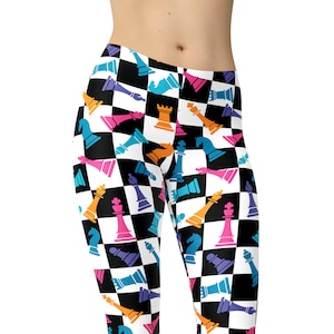 Schaakleggings, Kleurrijke Leggings, Sport Unieke Leggings, Workout Leggings, Gym Broek, Yoga Tight, Hight Waits Leggings, Plus Size Leggings