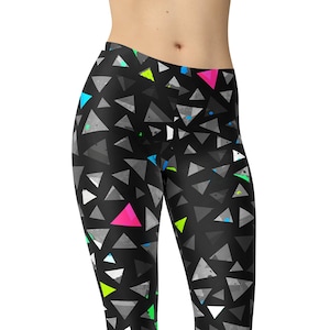 Schwarze Leggings, geometrische Leggings, bedruckte Leggings, Workout Leggings, Gym Leggings, High Waisted Leggings, Yoga Hose, Plus Size Leggings