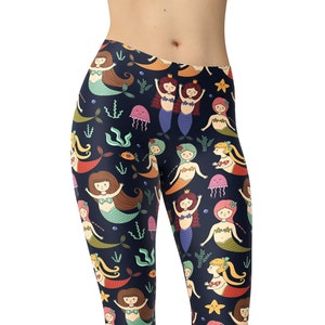 Mermaid Leggings, Printed Leggings, Leggings for Women, Workout Leggings, High Waist Leggings, Plus Size Leggings, Yoga Capris, Yoga Tights