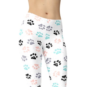 Paw Print Leggings, Leggings para perros, Leggings impresos, Leggings para gatos, Pantalones de yoga, Leggings para mujeres, Capris, Leggings de talla grande, Leggings de gimnasio