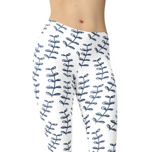 Boho Leaves Leggings, Printed Leggings, High Waisted Leggings, Bohemian Leggings, Women&#39;s Leggings, Plus Size Leggings, Yoga Pants, Capris